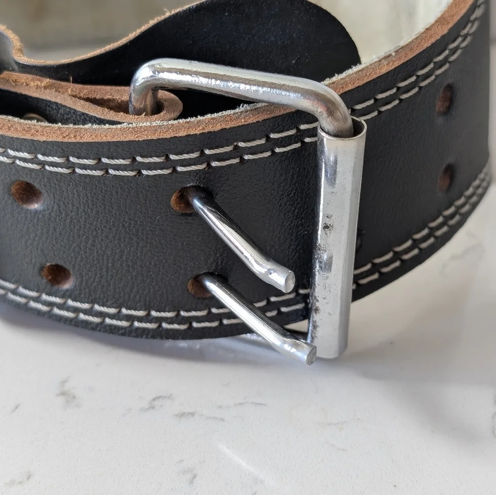 Black Leather Men's Work Utility Labor Belt Size S Made In Pakistan